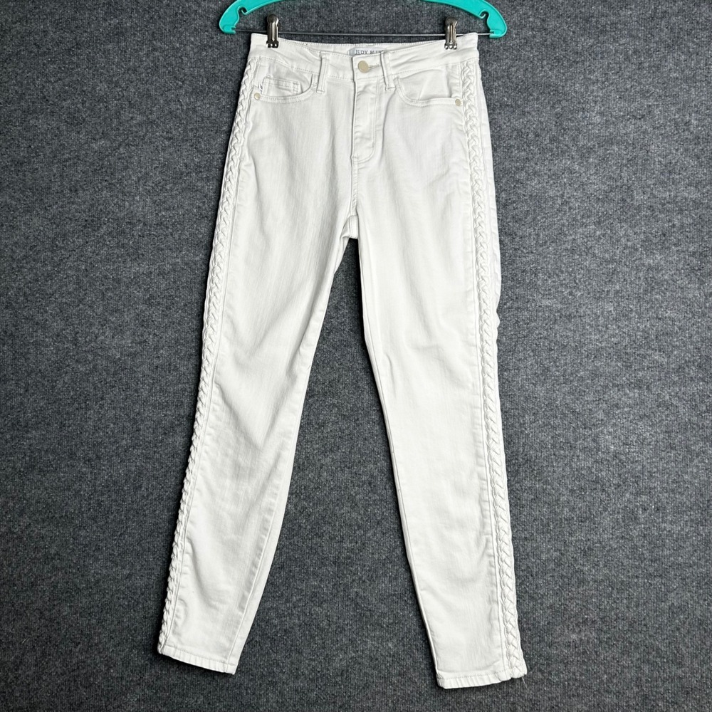 Judy Blue White Braided‎ Side Seam Skinny Jeans High Rise 3/26